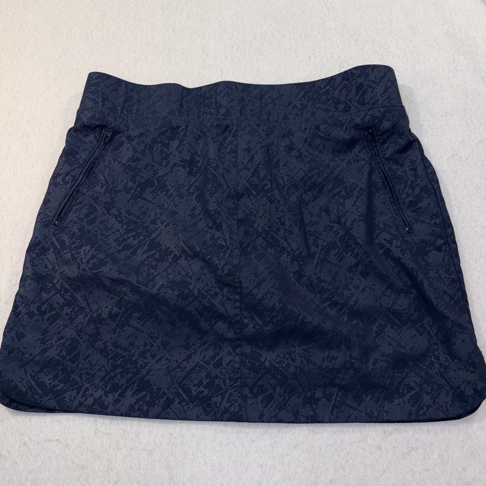 Orvis Womens L Skort Blue Camo Print Pull On Zip Pocket Golf Hiking Outdoor
